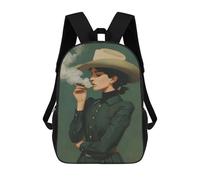 sinyumoney Cowgirl Smoking Cigar Portrait Backpack School High Secondary School Bags Casual Backpack for Camping Outdoor Adventures And Daily Travel 17inch