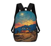 sinyumoney Cozy Cabin Under Moonlight Rucksack Water Resistant Travel Backpack Computer Bag for Teenage Girls Boys Women Men 17inch