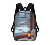 sinyumoney Cozy Cabin Window View Backpacks Kids School Backpack School Bag 3D Printed School Bag for Boys Elementary And Middle School Students 17inch