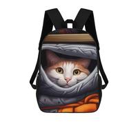 sinyumoney Cozy Cat in Blanket Children's Backpack, Schoolbag Large Capacity Students Bookbag Rucksack Knapsack for Boys Girls Adults Teen 17inch