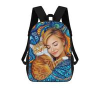 sinyumoney Cozy Cat Nap Time Backpack School Daypacks Business Backpack Water Resistant Bookbag for Camping Outdoor Adventures And Daily Travel 17inch
