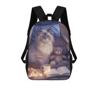 sinyumoney Cozy Cat Reading Nook Backpack School Lightweight Airport College Students Back Pack for Girl, Teen Girls 17inch