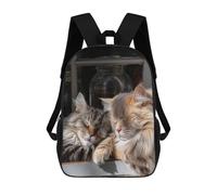 sinyumoney Cozy Cats on Windowsill Backpack School Water Resistant Travel Backpack Computer Bag - Perfect for Travel, Work And Daily Use 17inch