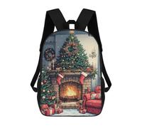 sinyumoney Cozy Christmas Fireplace Funny 3D Printed 17inch School Bag Children's School Backpack Travel Backpacks Casual Fashion Bag for Kids School Students
