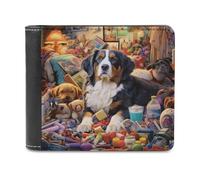 sinyumoney Cozy Dogs Amidst Chaos 3D Print Clutch Purse ID Window Coin Banknote Compartments Slim Elegant Purse for Boys Girls 11.7cm*9.5cm