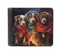 sinyumoney Cozy Puppies by The Fire -1 3D Print Clutch Purse Card Slots Coin Slots Note Section Stylish Durable Leather Wallet Youth Guys 11.7cm*9.5cm
