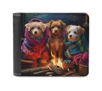 sinyumoney Cozy Puppies by The Fire -13 3D Print PU Leather Wallet Use Holds Bills RFID Blocking Stylish Durable Purse Craftsmanship Gifts 11.7cm*9.5cm