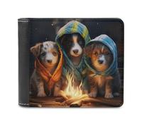 sinyumoney Cozy Puppies by The Fire -3 3D Print PU Leather Wallet Use Holds Bills RFID Blocking Stylish Durable Purse Craftsmanship Gifts 11.7cm*9.5cm