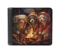 sinyumoney Cozy Puppies by The Fire -7 3D Print Men's Wallet ID Window Coin RFID Blocking Stylish Slots Note Section Wallets Youth Guys 11.7cm*9.5cm