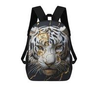 sinyumoney Cracked Tiger with Gold Inlay 3D Printed 17 Inch School Backpack Casual Children's Backpacks 3D Printed for Boys Elementary And Middle