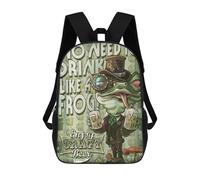 sinyumoney Craft Beer Frog Backpack School Bag School Secondary High School College Backpack Travel for Boys/Girls/Teenagers 17inch