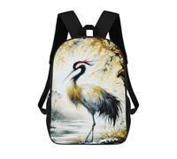 sinyumoney Crane in Watercolors Backpack School Bag Travel College Rucksack Backpacks for Men, Women & Teenage Boys 17inch