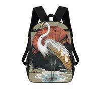 sinyumoney Crane Japan 3D Printed Children's School Backpack for Kids High Capacity Travel Rucksacks Book Bags Kids School Bag Back Pack 17inch