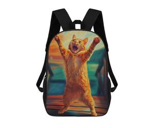 sinyumoney Crazy Cat School Bags Water Resistant Travel Backpack Computer Bag for School/Work/Travel 17inch