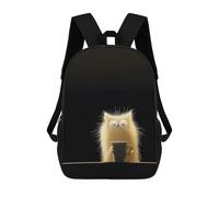 sinyumoney Crazy Cat with Coffee School Bag 3D Printed 17inch Backpacks Fashion Kids School Backpack Rucksacks for Boys Elementary And Middle School Students