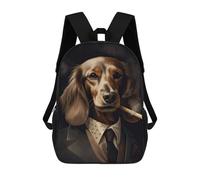 sinyumoney Cream Dachshund Gangster Backpack School Bag Lightweight Airport College Students Back Pack for Men, Women & Teenage Boys 17inch