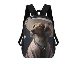 sinyumoney Cream Dachshund Kimono Backpack School Travel College Rucksack Backpacks for Campus Outdoor Travel Sports 17inch