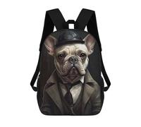 sinyumoney Cream French Bulldog Mafia Backpack School Water Resistant Computer Rucksack for Boys/Girls/Teenagers 17inch