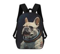 sinyumoney Cream French Bulldog Space School Bags Water Resistant Travel Backpack Computer Bag for Teenage Girls Boys Women Men 17inch