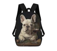 sinyumoney Cream French Bulldog Wine Backpack School Bag Water Resistant Travel Backpack Computer Bag for Camping Outdoor Adventures And Daily Travel 17inch