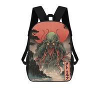 sinyumoney Creepy Japanese Cthulhu Backpack School Bag Large Water Resistant Laptop Backpack for Girls Boys Teenage 17inch