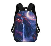 sinyumoney Crescent Moon Nightscape Backpack Schoolbags for Boys Girls Casual Sport Daypack Elementary Primary Large Capacity Bookbags 17inch