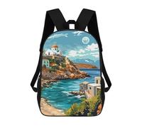 sinyumoney Crete Coastal Landscape Backpack Kids School Bag Boys Cartoon 3D Print Students Schoolbag Laptop Daypack for Boys Girls 17inch