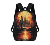 sinyumoney Crimson Metropolis Gothic New York at Sunset Backpack Cartoon Plush Bag, 3D Backpack for Kids School Bag Birthday Gift Idea for Boys And Girls 17inch