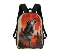 sinyumoney Crimson Moon Wolf Call Backpacks, Kids Backpack Student School Bag 3D Printed Travel Backpacks Fashion Accessory Backpack Children Waterproof School Bags 17inch