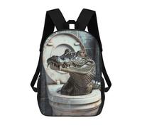 sinyumoney Crocodile Alligator Toilet Kids School Backpack School Bag 3D Printed School Bag for Boys Elementary And Middle School Students 17inch
