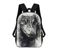 sinyumoney Crocodile King Watercolor 3D Printed Children's School Backpack for Kids High Capacity Travel Rucksacks Book Bags Kids School Bag Back Pack 17inch
