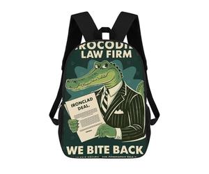 sinyumoney Crocodile Law Firm Advertisement Backpack School Bag Water Resistant Travel Backpack Computer Bag for Teenage Girls Boys Women Men 17inch