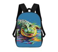 sinyumoney Crocodile Wpap Pop Art Backpack 3D Printed Children's School Backpack for Kids High Capacity Travel Rucksacks Book Bags Kids School Bag Back Pack 17inch