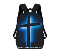sinyumoney Cross Jesus2 Backpacks Kids 17inch School Backpack School Bag 3D Printed School Bag for Boys Elementary And Middle School Students