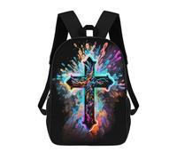 sinyumoney Cross Watercolor Art Backpack School Work Laptop Backpack Rucksack Bag for Men, Women & Teenage Boys 17inch