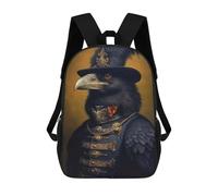 sinyumoney Crow Children's Backpacks School Backpack 3D Printed Backpack for Kids Travel Rucksacks Book Bags Kids School Bag 17inch