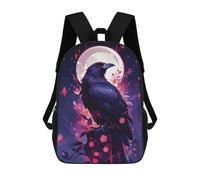 sinyumoney Crow in Moonlight Backpacks Kids Student Schoolbag,3D Printed Backpacks,Elementary And Middle School Students Backpacks for Boys Girls 17inch