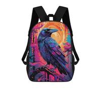 sinyumoney Crow Ravens Ink 3D Printed Kids Backpacks Boys Fashion School Bag Travel Backpacks School Bags for Boys Elementary School Students 17inch