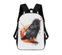 sinyumoney Crow School Bag Backpack Teen Schoolbag 3D Printing Adjustable Schoolbag Fashion Pocket Bag for Kids Boys Girls Students And Teenagers Fans 17inch