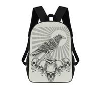 sinyumoney Crow with Skull Head Kids School Backpack School Bag 3D Printed School Bag for Boys Elementary And Middle School Students 17inch