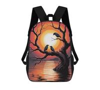 sinyumoney Crows on A Tree at Sunset 3D Printed Kids School Bag Rucksacks Children's School Fashion Casual Back Pack High Capacity Travel Book Bags Backpack for Kids 17inch