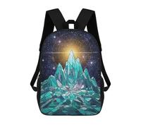 sinyumoney Crystal Mountain in Space School Bag Backpack Teen Schoolbag 3D Printing Adjustable Schoolbag Fashion Pocket Bag for Kids Boys Girls Students And Teenagers Fans 17inch