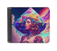 sinyumoney Crystal Queen's Enchanted Crown 3D Print Wallet Holds Bills Credit RFID Blocking Banknote Compartments Purse Youth Guys 11.7cm*9.5cm