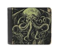 sinyumoney Cthulhu's Reign 3D Print Wallet ID Window Coin RFID Blocking Stylish Banknote Compartments Soft Convenient Purse 11.7cm*9.5cm