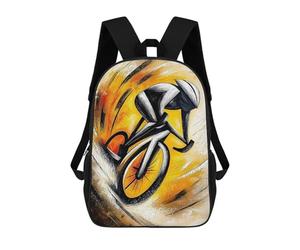 sinyumoney Cubist Cyclist Racing Through Motion Painting Rucksack Fashion Stationery Backpack Waterproof Casual Daypacks for Men/Women 17inch