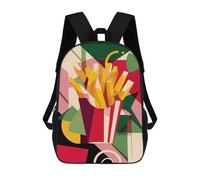sinyumoney Cubist Fries Bauhaus 17 Inch Kids Backpack Fashion Fun Backpack Book Bag for Boys And Teenager 3D Printed for Boys