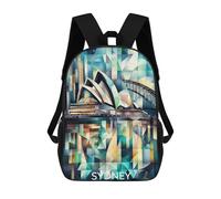 sinyumoney Cubist Sydney Skyline with Opera House And Harbour Bridge Children's Backpack, 3D Printed School Backpack, Backpack for Boys Girls, Adjustable School Bag for Primary School 17inch