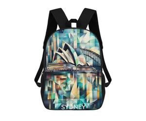 sinyumoney Cubist Sydney Skyline with Opera House And Harbour Bridge Kids Backpack Girls 3D School Bags, Children's Rucksack Toddler Schoolbag,Casual Daypacks Fashion Bookbag Bag 17inch