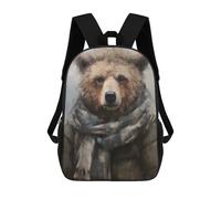 sinyumoney Cuddly Brown Bear Kids School Backpack School Bag 3D Printed School Bag for Boys Elementary And Middle School Students 17inch