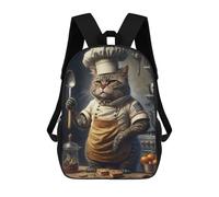 sinyumoney Culinary Cat Chef -3 Backpack School Backpack Kids School Bag Large Capacity Kids Backpack for School Rucksack 3D Book Bag Gifts for Kids 17inch